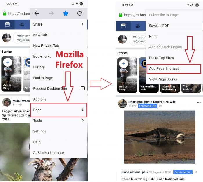 add FB to home screen in mobile Firefox