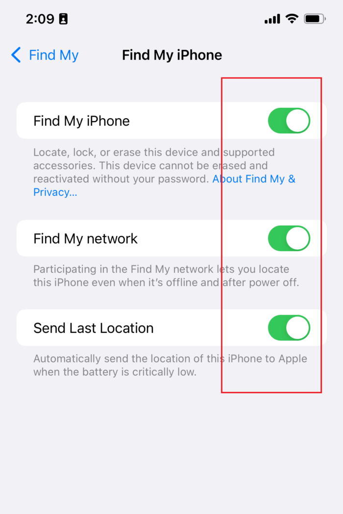 Turn on Find my phone iOS 15